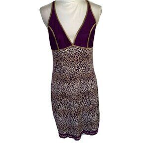 Intimately Free People Nightie Size Large L Womens Animal Print Lace Purple Gold